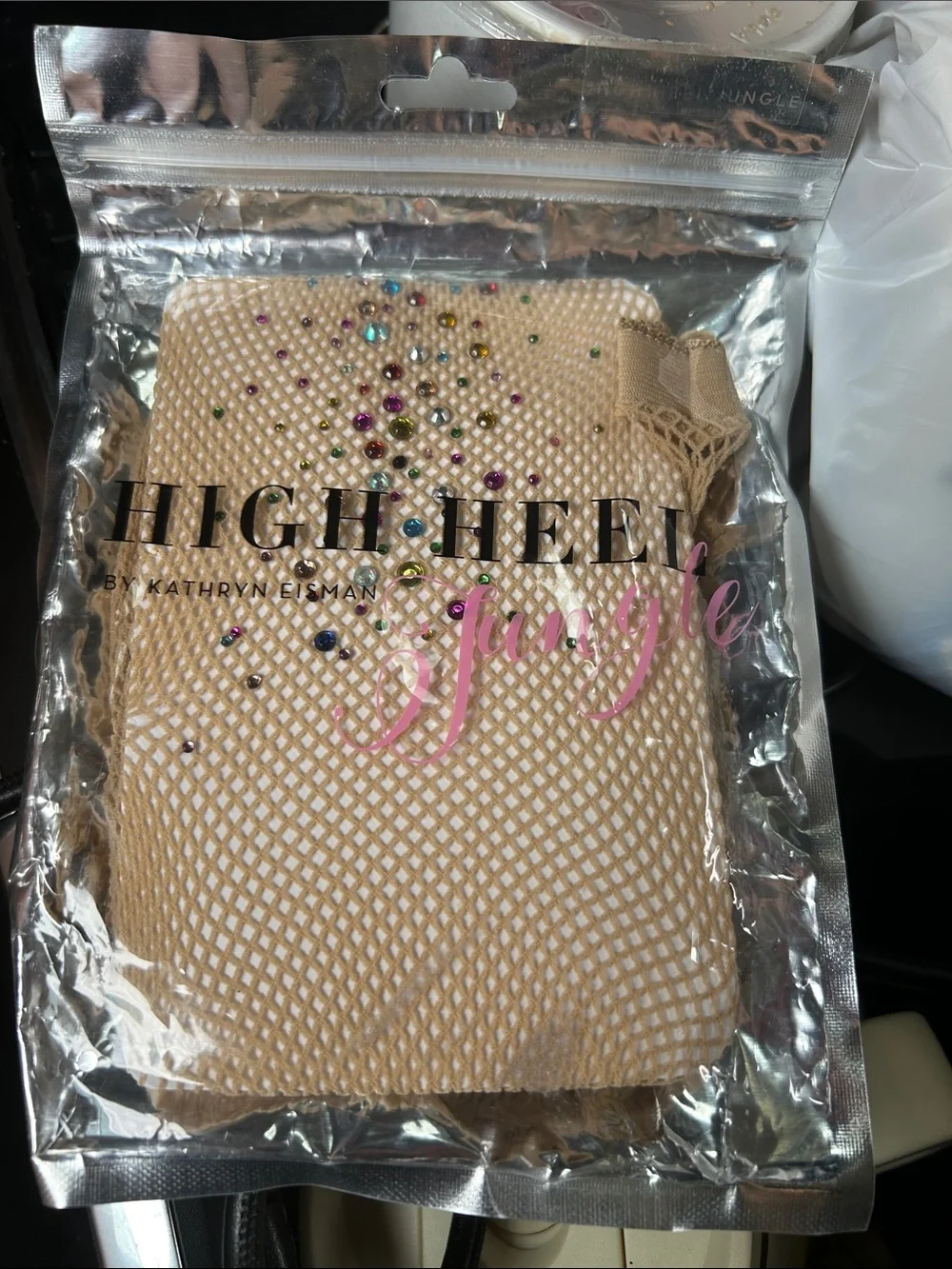 HIGH HEEL JUNGLE Glitter Fishnet Tights, Nude, One Size, NWT Sealed